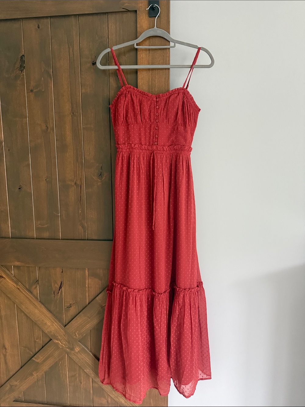 Patrons of Peace Burnt Orange Spaghetti-Strap Maxi Dress | Size S